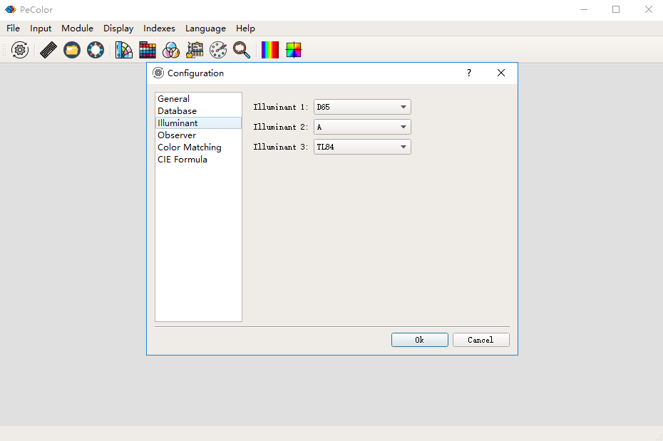 Pecolor Color matching software light source configuration